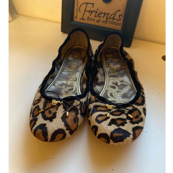 Sam Edelman Brown & Black Leopard Printed Felicia Ballet Flat 10 - Picture 1 of 5